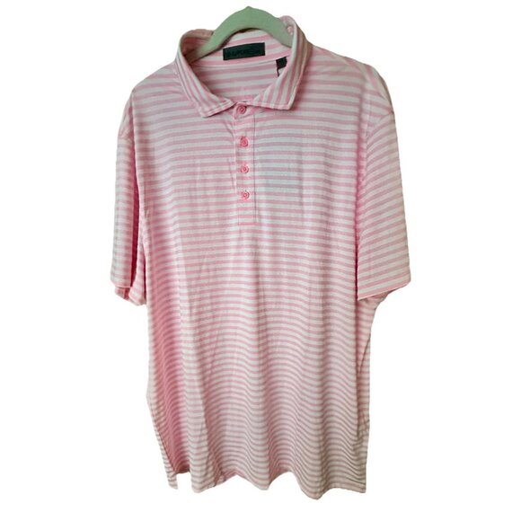 G/Fore Shirt Men SZ XXL Pink White Stripe Golf Polo Performance Comfort NWT - Picture 1 of 6